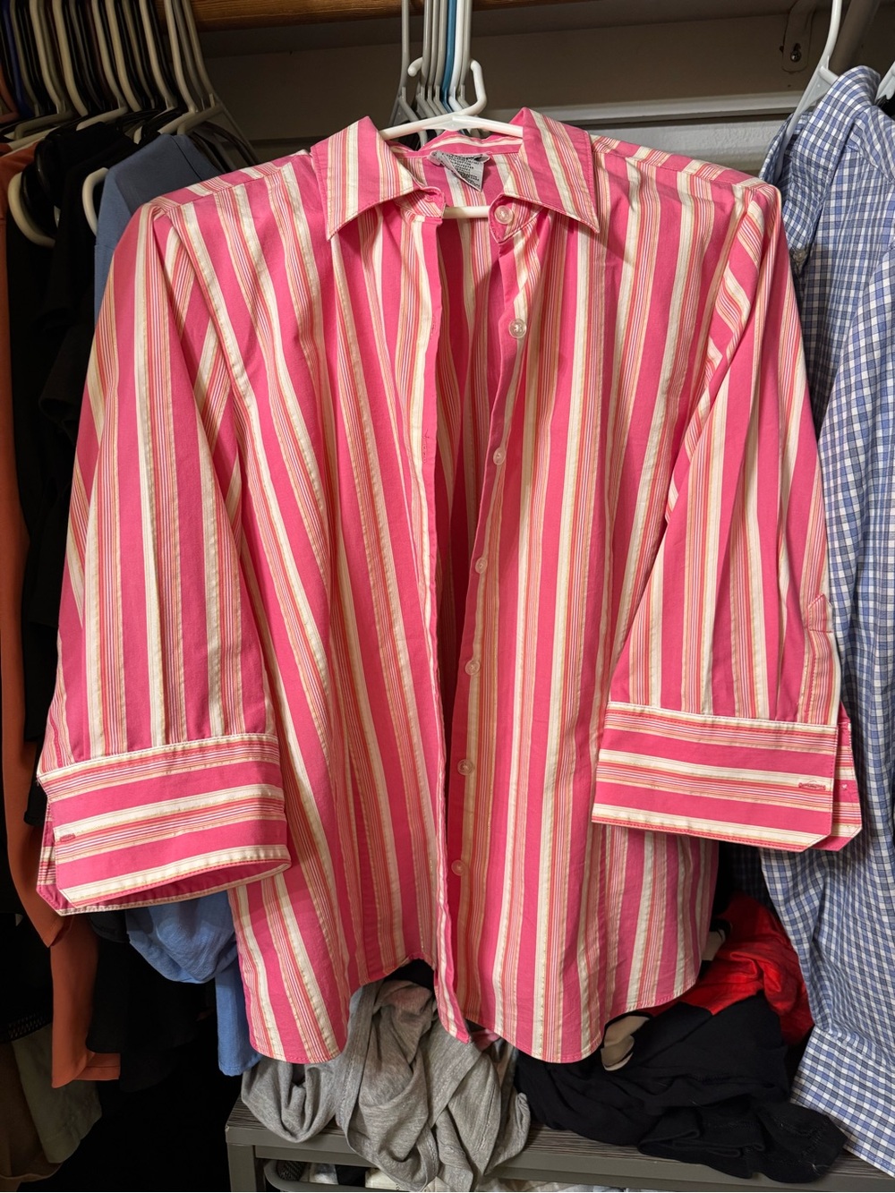 George Pink & Cream Striped Button-Up Shirt